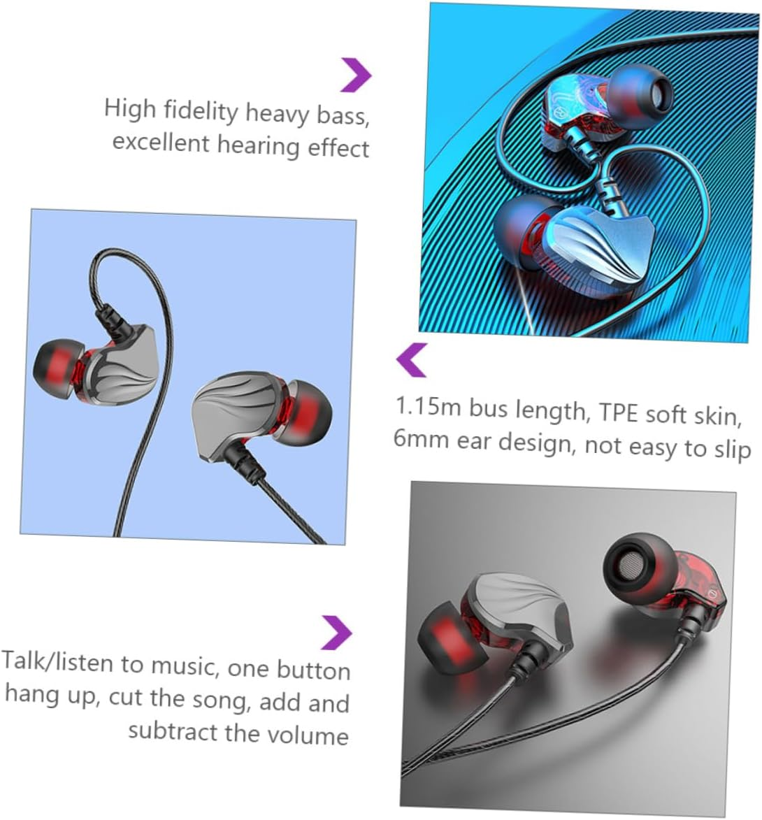 FUNNETOYU Plug in Ear Wired Earphones with Mic High Fidelity Heavy Bass Headphones for Phone Tablet Computer TPE Cable Volume Control and Music Playback Functions image number 3