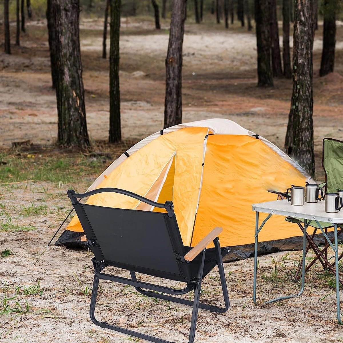 AIMALL Ultra-Light Outdoor Folding Chair - Kermit Style, Portable Aluminum Alloy Stool for Camping, Picnic, and Fishing, Available in Black and Khaki, Supports up to 264 Lbs (120 Kg) image number 3