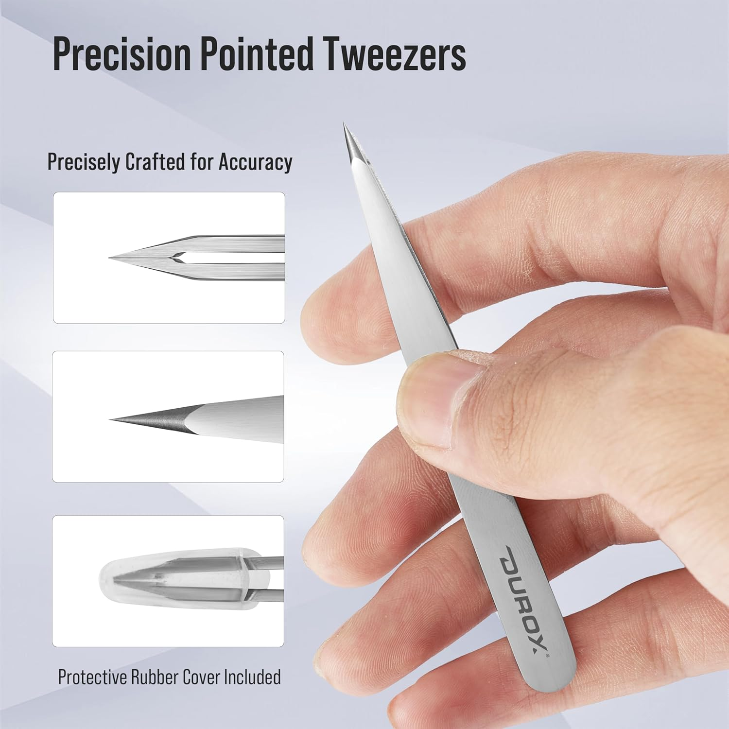 DUROX - Sharp Tweezers, Pointed Tweezers for Ingrown Hair Treatment, Needle Nose Tweezers to Remove Splinter Out, Premium Pointy Tweezers image number 4