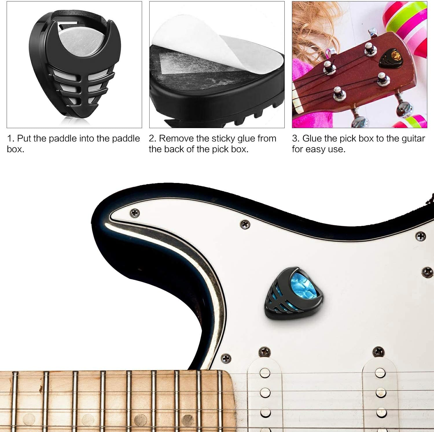 Guitar Wall Mount Hanger 2 Pack, Guitar Hanger Wall Hook Holder Stand Display with Screws - Easy to Install - Fits All Size Guitars, Bass, Mandolin, Banjo, Ukulele image number 1