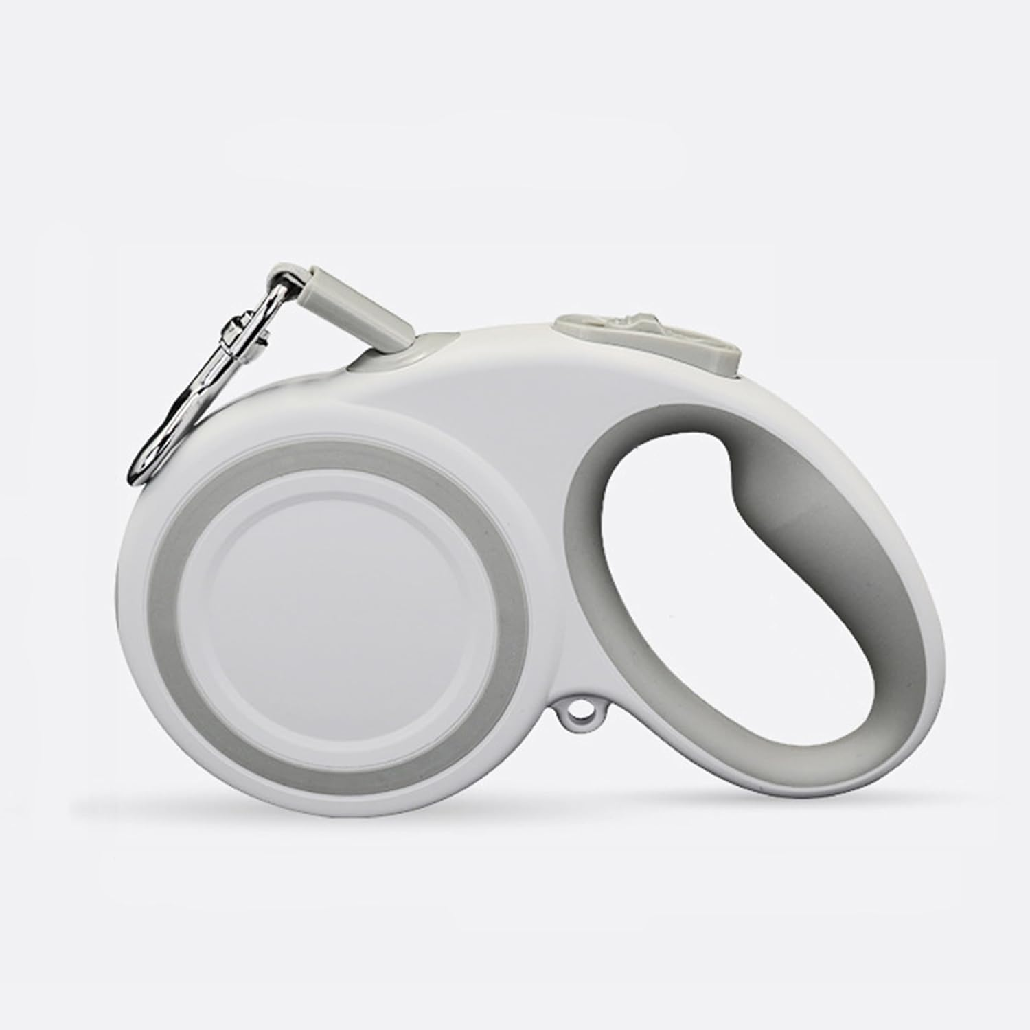 XCXQ 360&deg; Retractable Dog Leash, Strong Reflective Nylon Tape Lead 16 Ft Dog Walking Leash, up to 66Lbs, Anti-Slip Rubberized Handle, One-Handed Brake, Tangle Free, White-Gray (Medium) image number 1