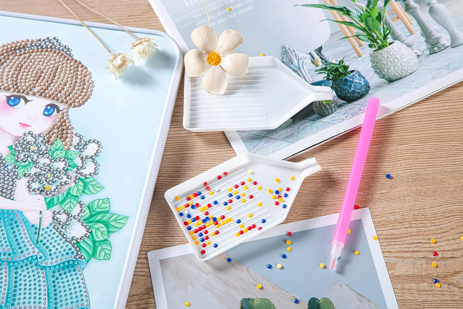 15PCS Plastic Diamond Art Painting Trays,3.8 X 2.2 Inches Bead Sorting Trays Organizer, Diamond Art Painting Tool Accessories for DIY Art Craft image number 1