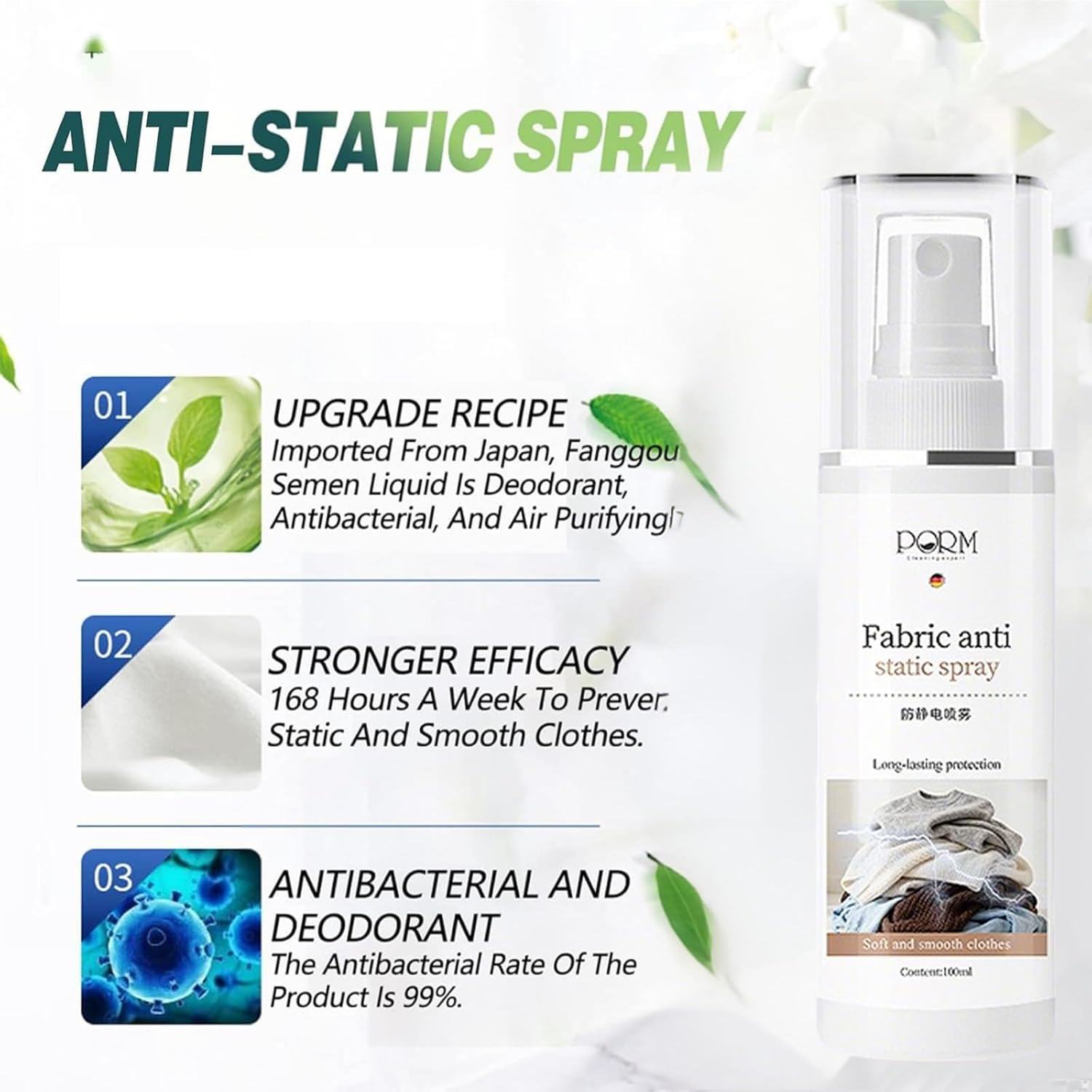 2PCS Wrinkle Release Spray - Instant Crease Release & Static Eliminator with Fresh Scent ， On-The-Go Clothing Care - anti Wrinkle Spray/Anti Crease Spray image number 6