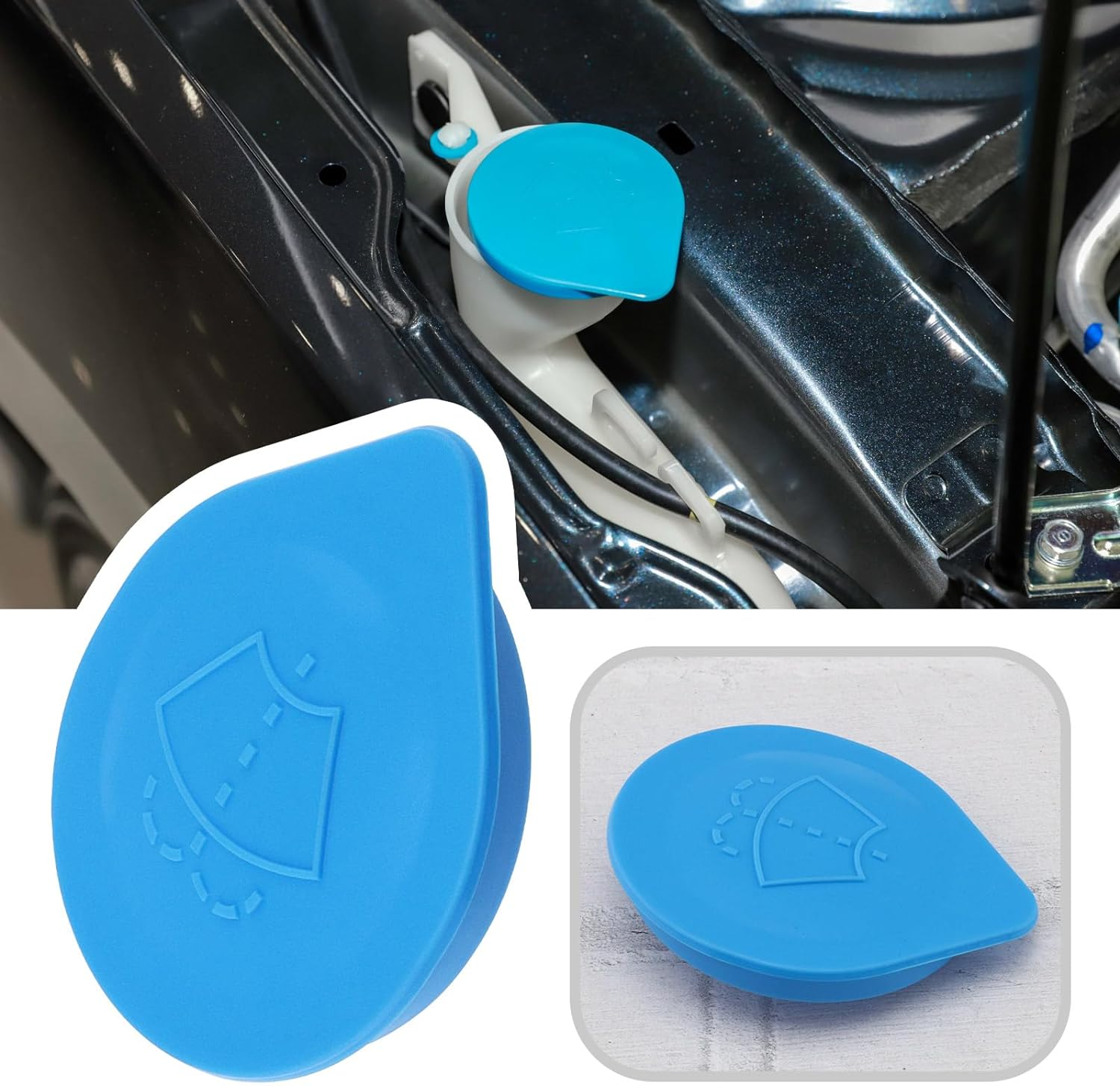 Emsea 1X Wiper Wash Reservoir Cap Windshield Reservoir Plastic Cover Bottle Cap Gasket 76802-TV0-01 Compatible with Honda Civic 2006-2011, Blue image number 3