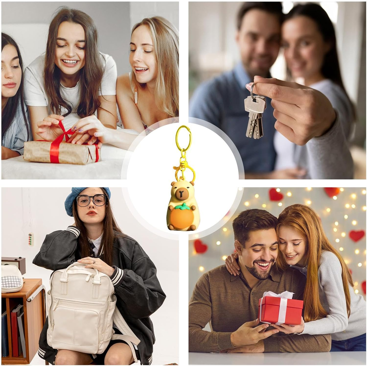 Capybara Keychain Mini - Illuminated Funny Pendant | Realistic Toy Key Ring Accessory | Cute Bag Charm for Wallets Wallets | Creative Party Gift Idea