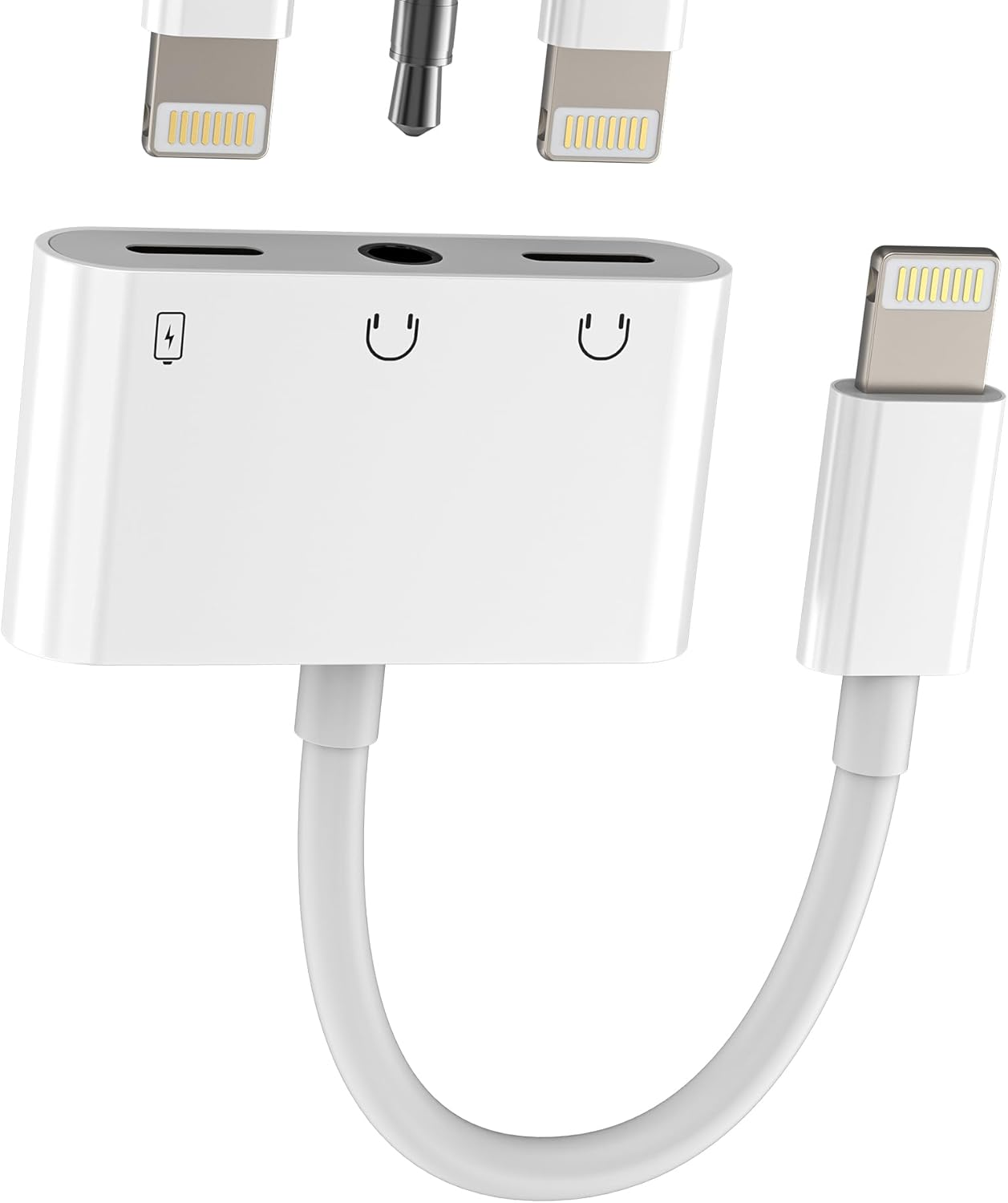 Lightning to 3.5Mm Headphone Adapter(3-In-1)For Iphone 14 13 Pro Max Double Lighting Port Earphone Charger Splitter AUX Audio Jack for Apple for Ipad Charging Cable Earbuds Wired Connector Car Adaptor image number 5