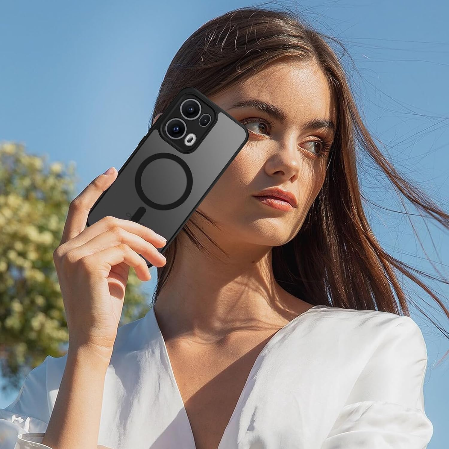 DUEDUE for Oppo Reno 13 Pro 5G 6.83" Case Magnetic, Compatible with Magsafe, [Skin-Touch] Matte Translucent Shockproof Military-Grade Protection Slim Cover for Oppo Reno13 Pro, Black image number 3