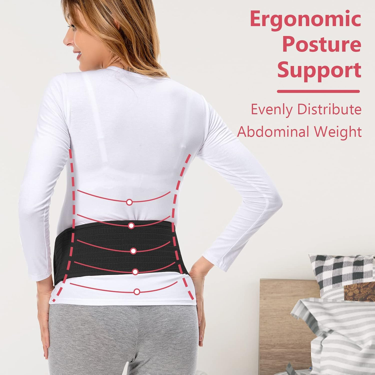 Maternity Belly Band for Pregnancy - Support Belt for Pregnant Women- Soft & Breathable Tummy Wraps for Abdomen, Pelvic, Waist, Back Pain Relief- Adjustable Abdominal Binder for All Stages of Brace image number 6