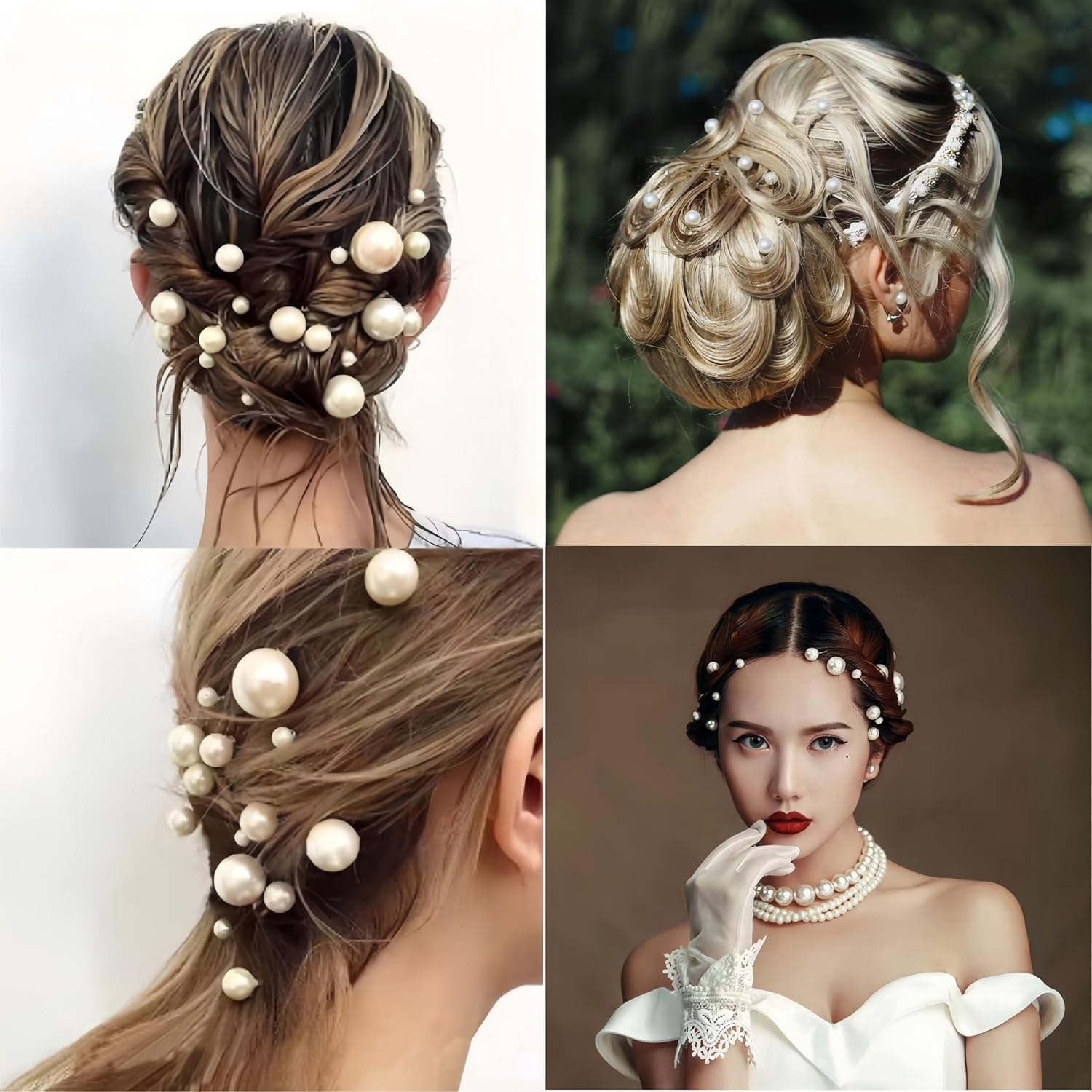 Linjhokbs 40PCS Pearl Hair Pins,Bridal Wedding White Pearl Hair Accessories Bobby Clips for Brides Bridesmaids Girl Women image number 4