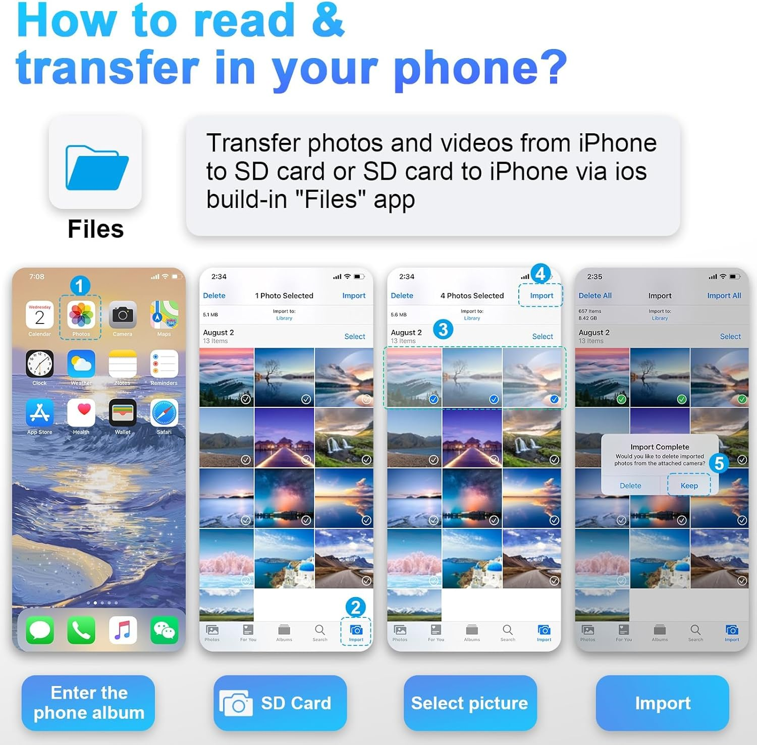 Iphone SD Card Reader | Dual Connector (Lightning + USB-C) Sd/Sdxc/Sdhc/Microsd Adapter, Memory Card Reader for Iphone/Ipad, Type-C Camera Reader Plug and Play, Phone Accessories image number 6