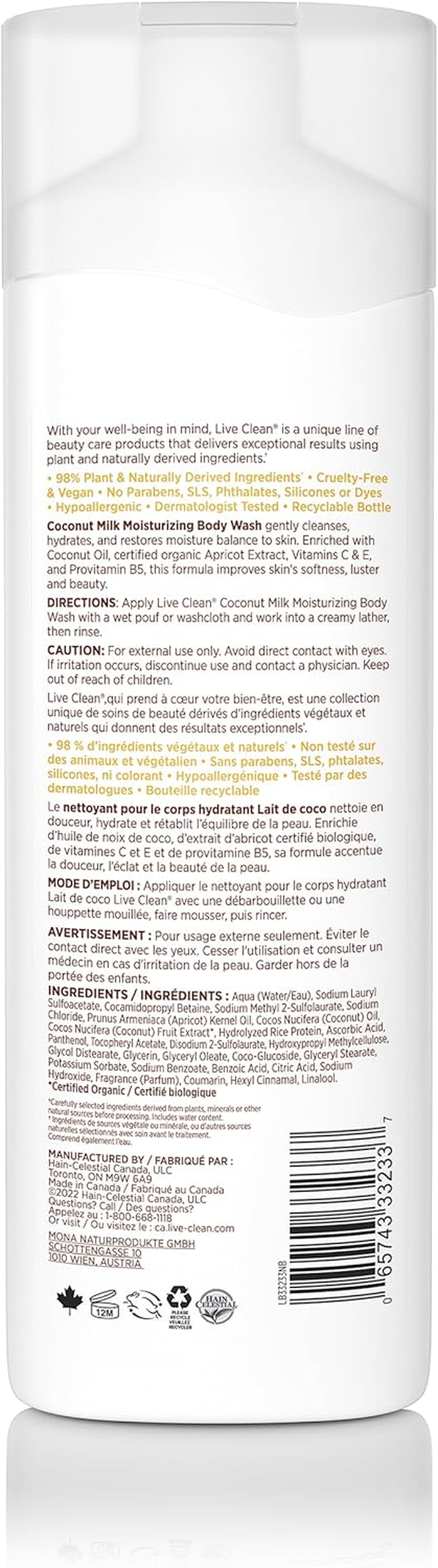 Live Clean Coconut Milk Moisturizing Body Wash, 17 Fluid Ounce image number 1