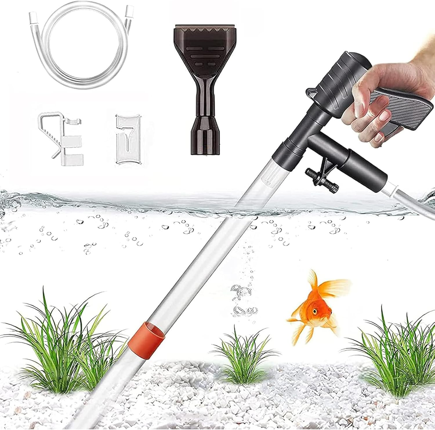 Fish Tank Gravel Cleaner, 2024 Newly Upgraded Aquarium Gravel Cleaner Vacuum Fish Tank Vacuum Cleaner Tools for Aquarium Water Changer for Fish Tank Cleaning Gravel and Sand image number 2