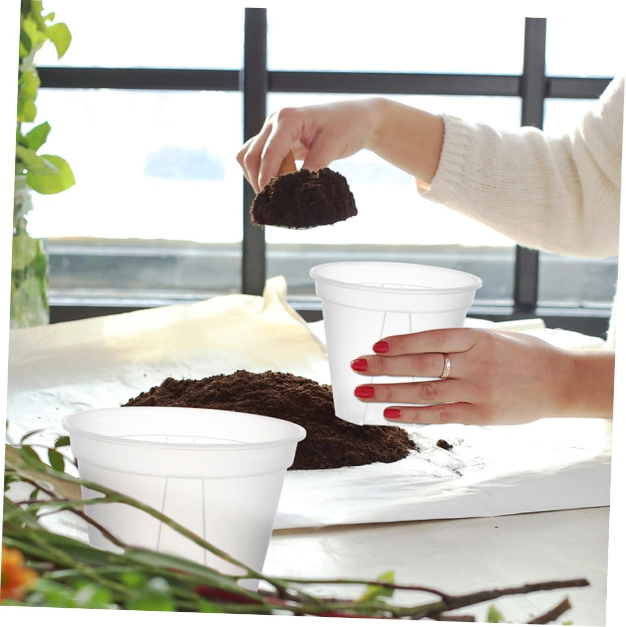 HAKIDZEL 4Sets Mountain Basin Pots Breathing Planters Easy to Use for Orchids Succulents Vegetable Gardening image number 4