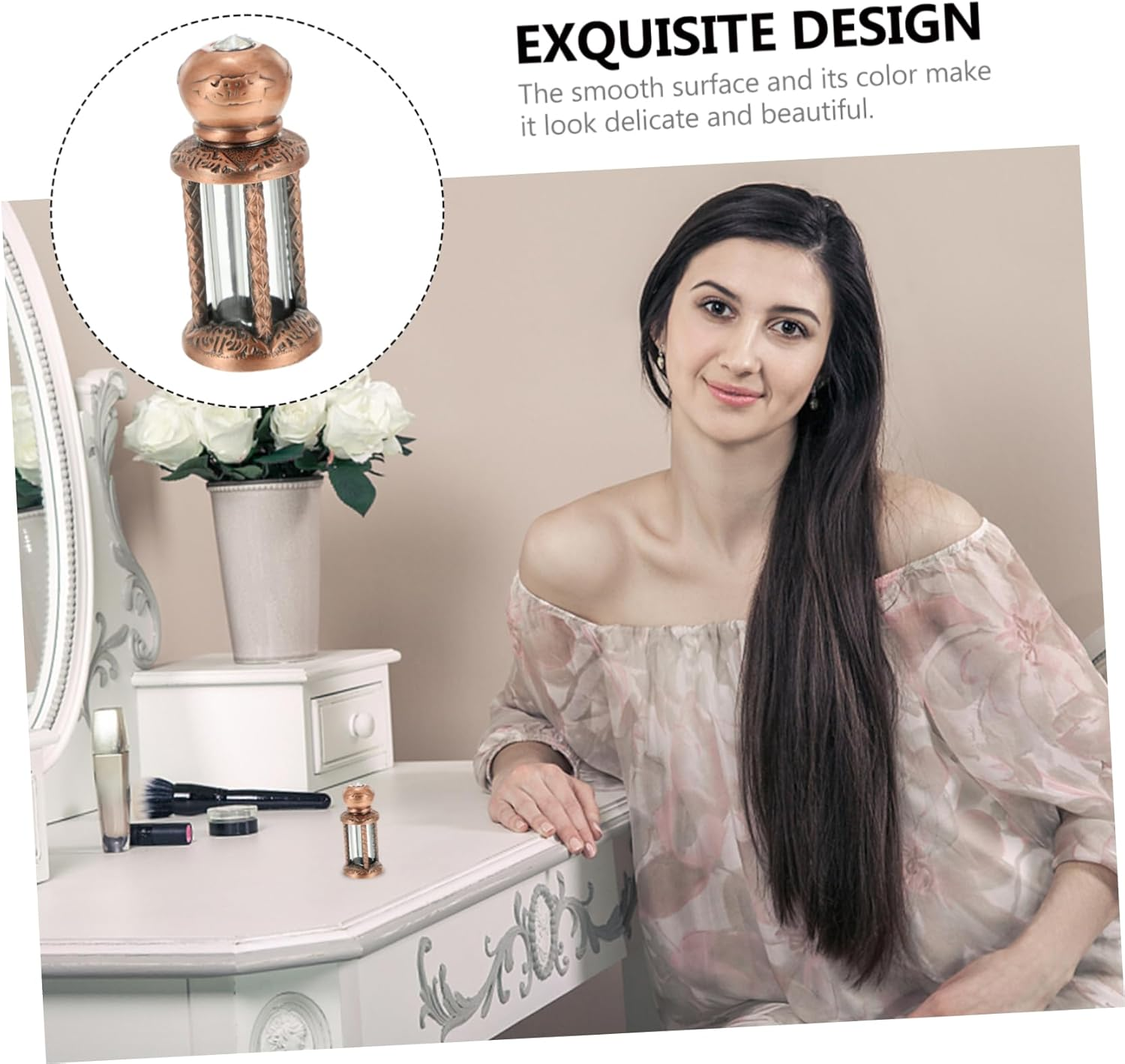 FOMIYES 3Pcs Perfume Bottle Essential Oil Bottle Vintage Perfume Bottle Home Glassfragrance Bottle Air Women Sandalwood Essential Oils Retro Perfume Bottle Humidifier Travel Manual Alloy - As Shownx2Pcs image number 7