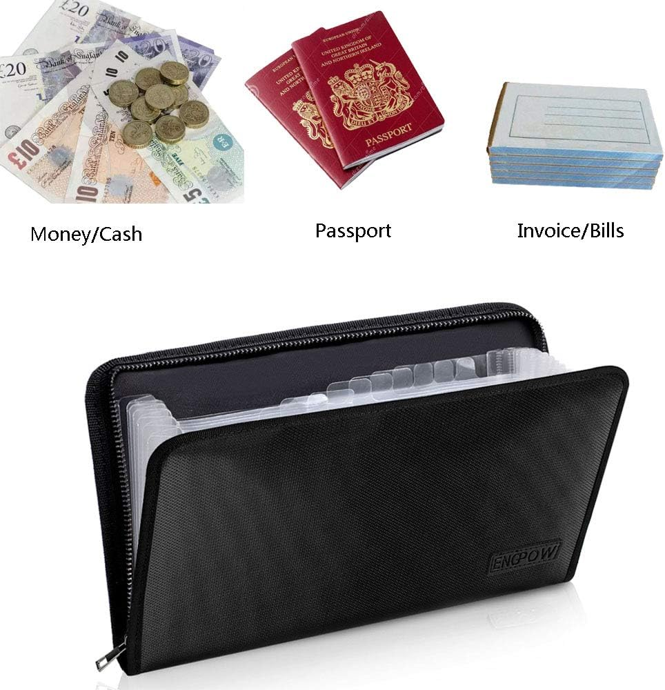 Expanding File Folder Document Organizer Fireproof and Waterproof Document Bag with A5 Size 13 Pockets Zipper Closure Portable Filing Wallet Holder Storage for Check,Bill,Receipts,Tickets(11.4' X6.3') image number 6