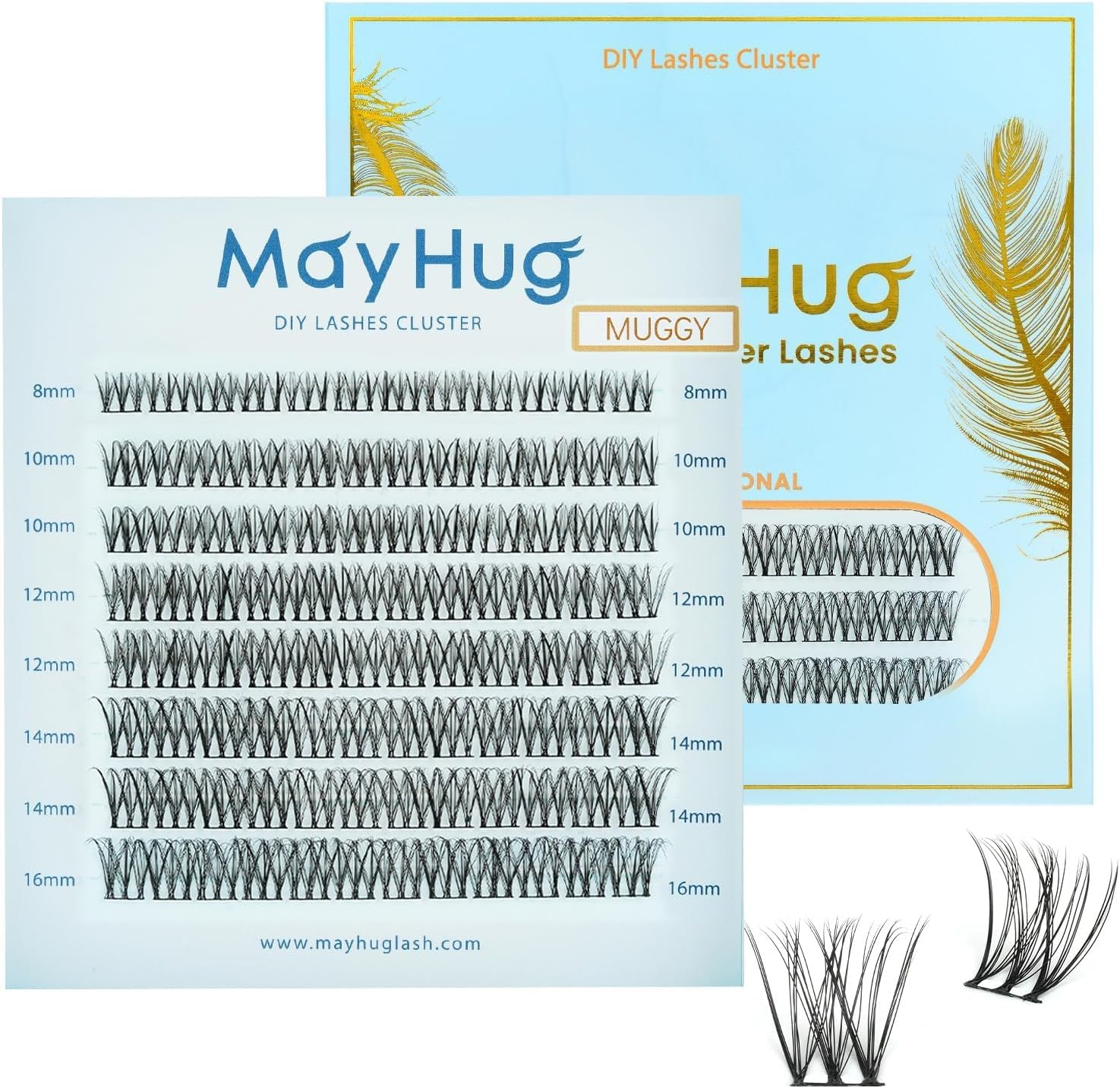 Mayhug Lash Clusters Natural Cluster Lashes Wispy Mix 8-16Mm Eyelash Clusters 96Pcs Individual Lashes D Curl, 0.05 Super Thin Band DIY Cluster Eyelash Extensions(Muggy) image number 1