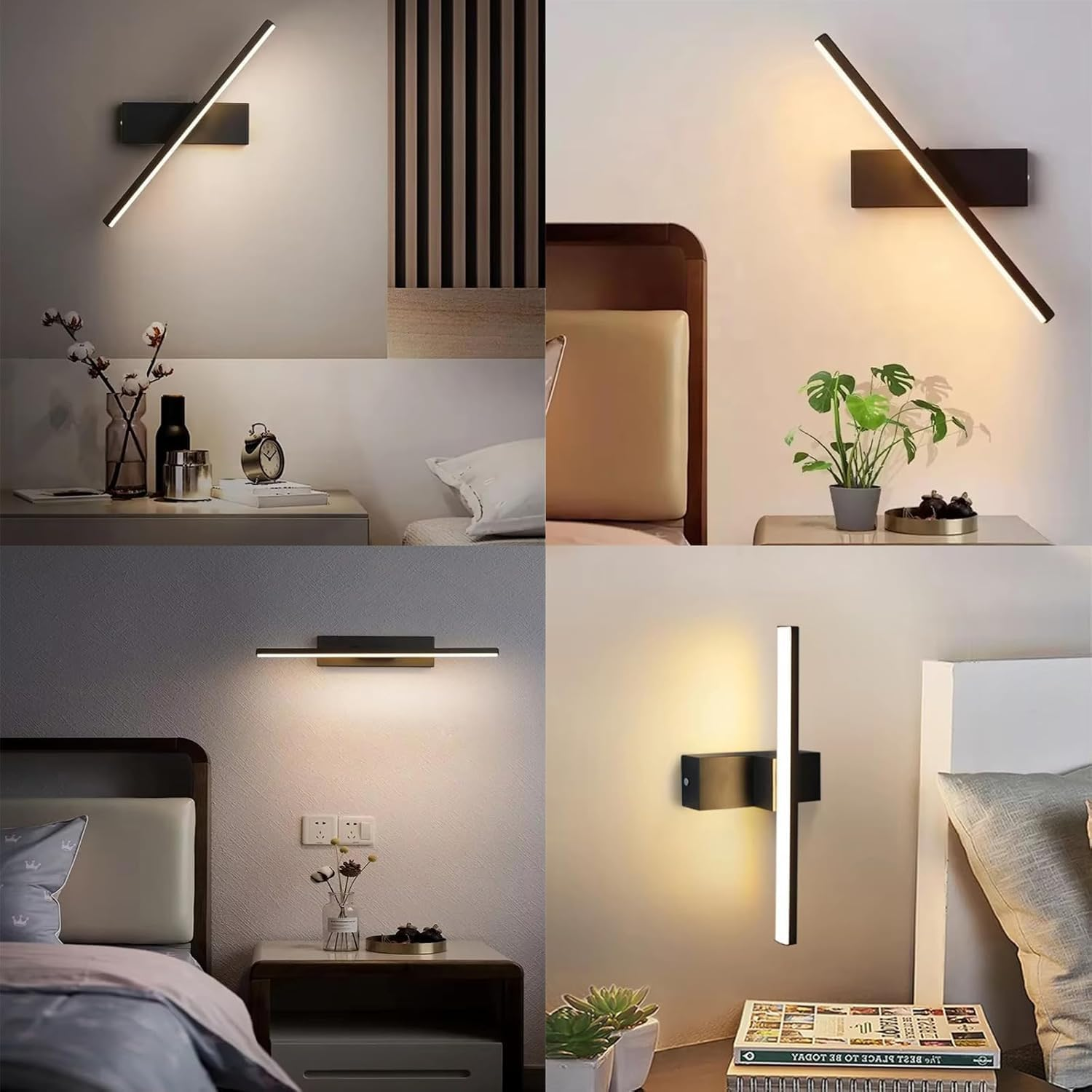 360&deg; Rotatable LED Wall Light &ndash; Modern Adjustable Black Bedside, Bathroom & Living Room Lamp | Sleek Aluminum Strip Design, 6W Energy-Saving Fixture with Warm Light image number 6