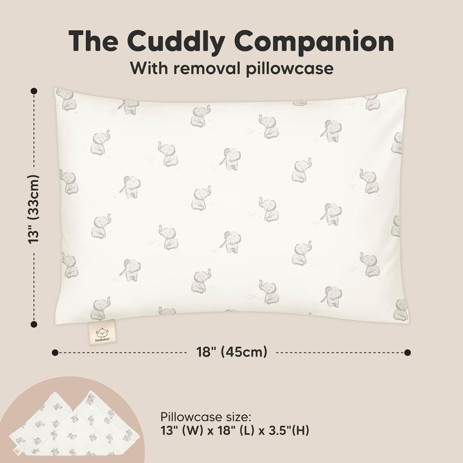 Toddler Pillow with Pillowcase - 33X45 My Little Cuddly Pillow, Bamboo Nursery Toddler Pillows for Sleeping, Kids Pillow, Travel Pillows for Sleeping, Mini Toddler Bed Pillow (Elly) image number 2