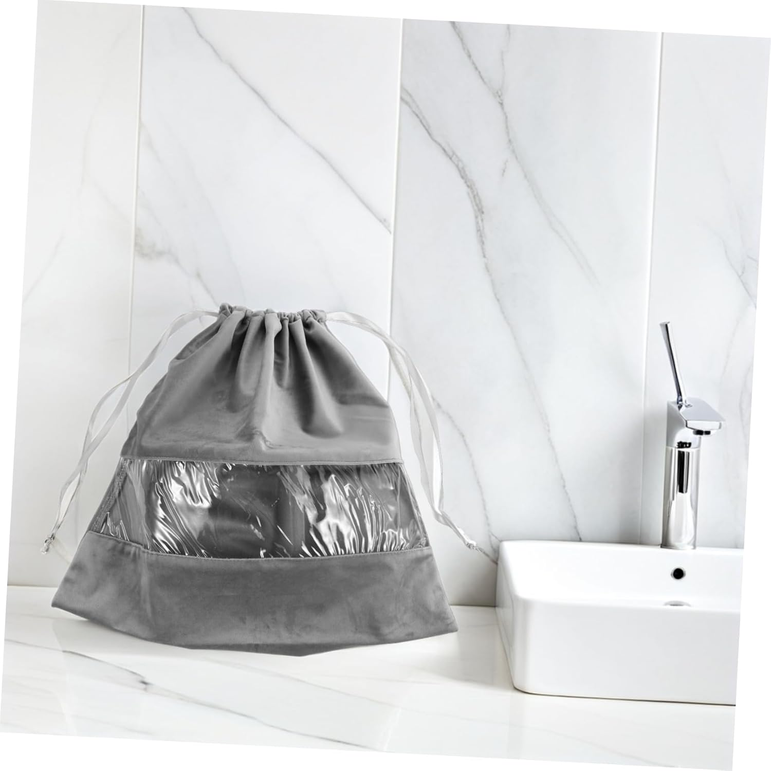 HEATSHAKING Travel Hair Dryer Bag with Transparent Dustproof Design Lightweight Drawstring Pouch for Safe Storage of Hair Tools Underwear and Small Accessories Portable Organizer for Travel