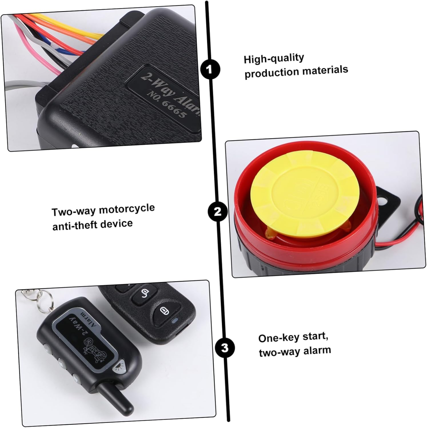Vaguelly Motorbike 2-Way Alarm System with Remote Control and Sensitivity Adjustment, Dual Flash Motorcycle Anti- Security Device Suitable for Motorbikes and Scooters, Vibration Alert Motorcycle Anti- image number 3
