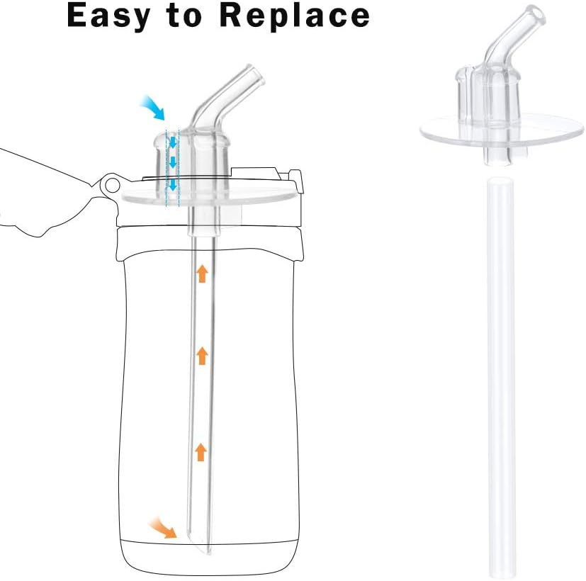 Hysagtek 16 Pcs Thermos Straws Replacement Set for Kids Funtainer 12 Ounce, 6Pcs Thermos Replacement Straws, 6Pcs Silicone Straw Stems, and 3Pcs Straw Cleaning Brushes with Bottle Cleaning Brush image number 1