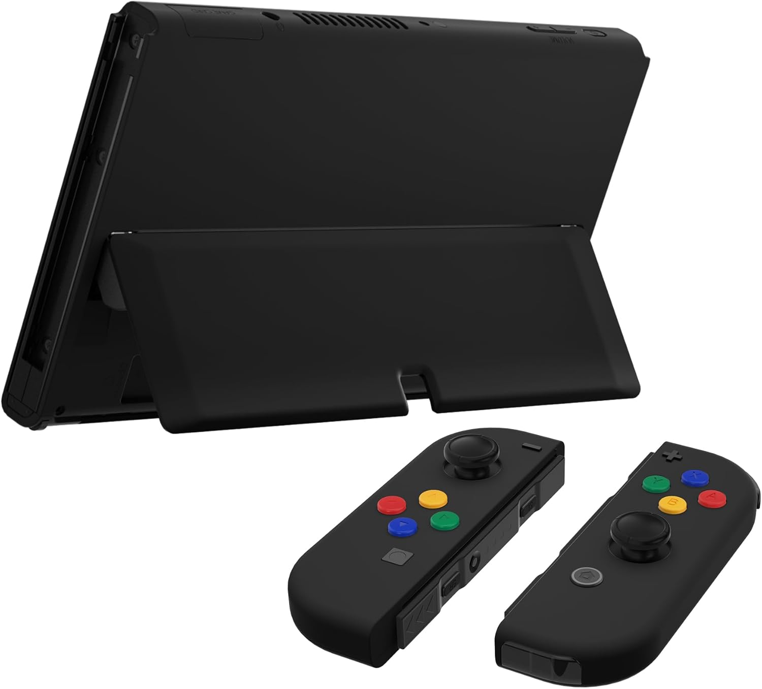 Extremerate DIY Full Set Shell Buttons for Nintendo Switch OLED, Black Replacement Console Back Plate & Kickstand, Custom Case Housing for Nintendo Switch OLED Joycon Controller [Control NOT Included] image number 6