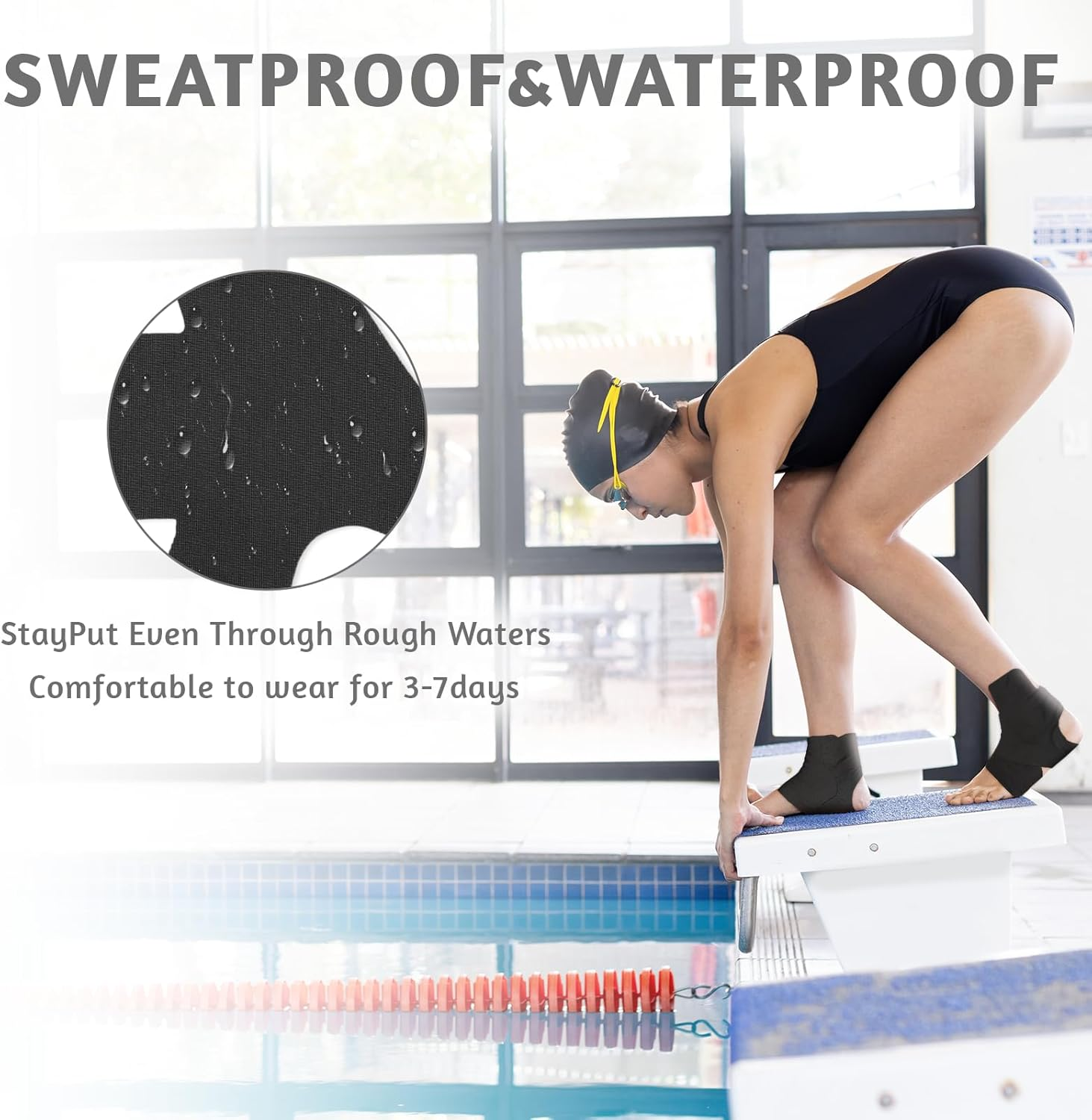 10 Pcs Precut Kinesiology Tape for Ankle Brace,Kinesiology Ankle Tape,Waterproof and Breathable Athletic Tape for Pain Relief,Ankle Support,Sprain Prevention and Ligament Stability(Black) image number 3