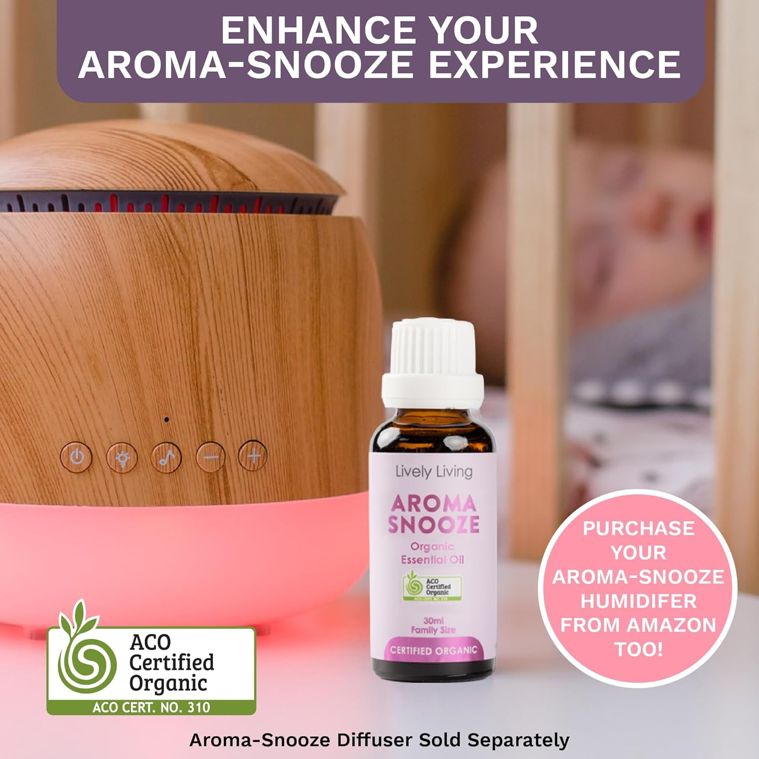 Lively Living Aroma Snooze Oil - (30Ml) Organic Essential Oil Blend for Relaxing, Nighttime Aromatherpy, Large Family Size Bottle, Humidifier & Diffuser Oils image number 5