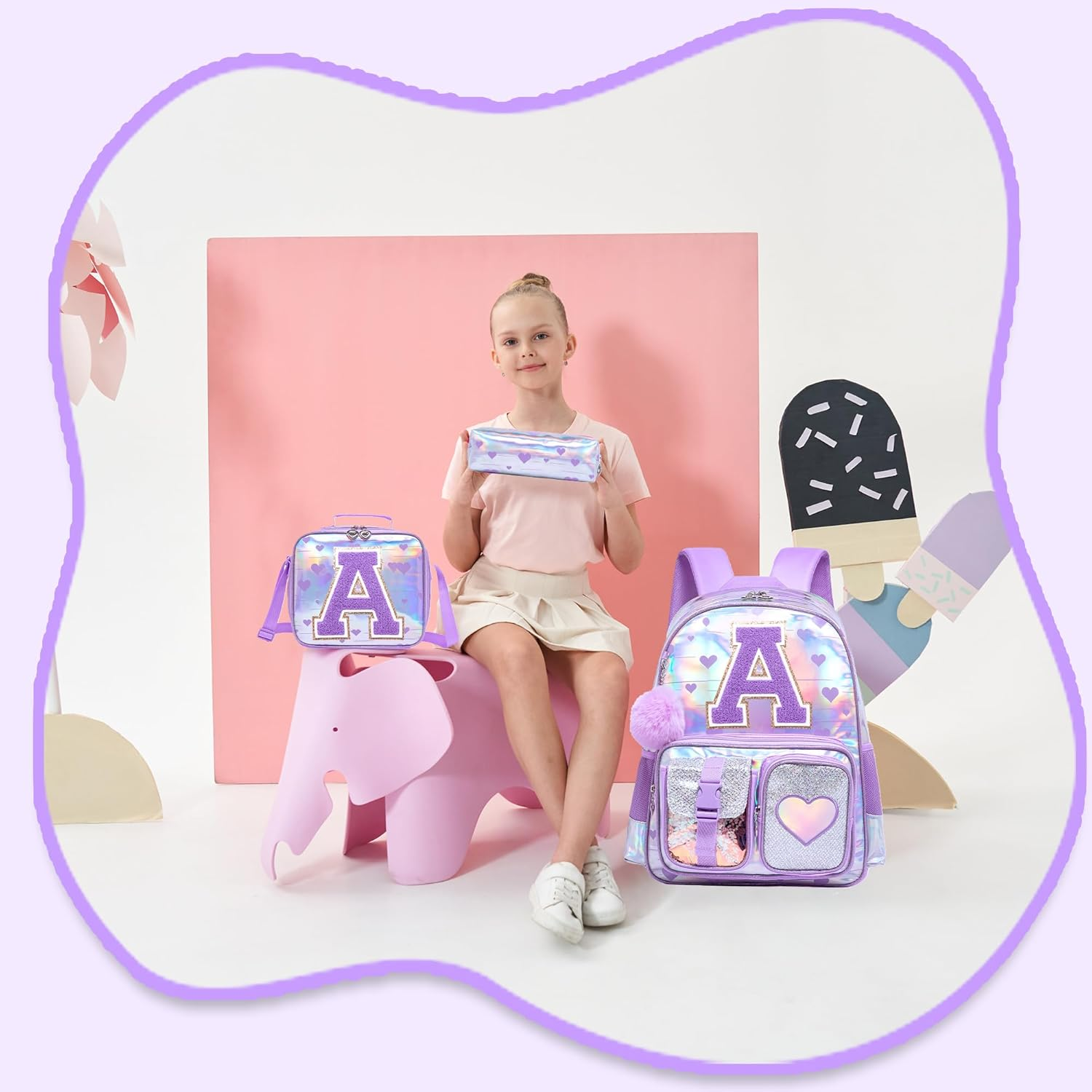 Htgroce Girls Unicorn Clear School Backpack Lightweight Little Kids Backpack - Black Gp image number 4