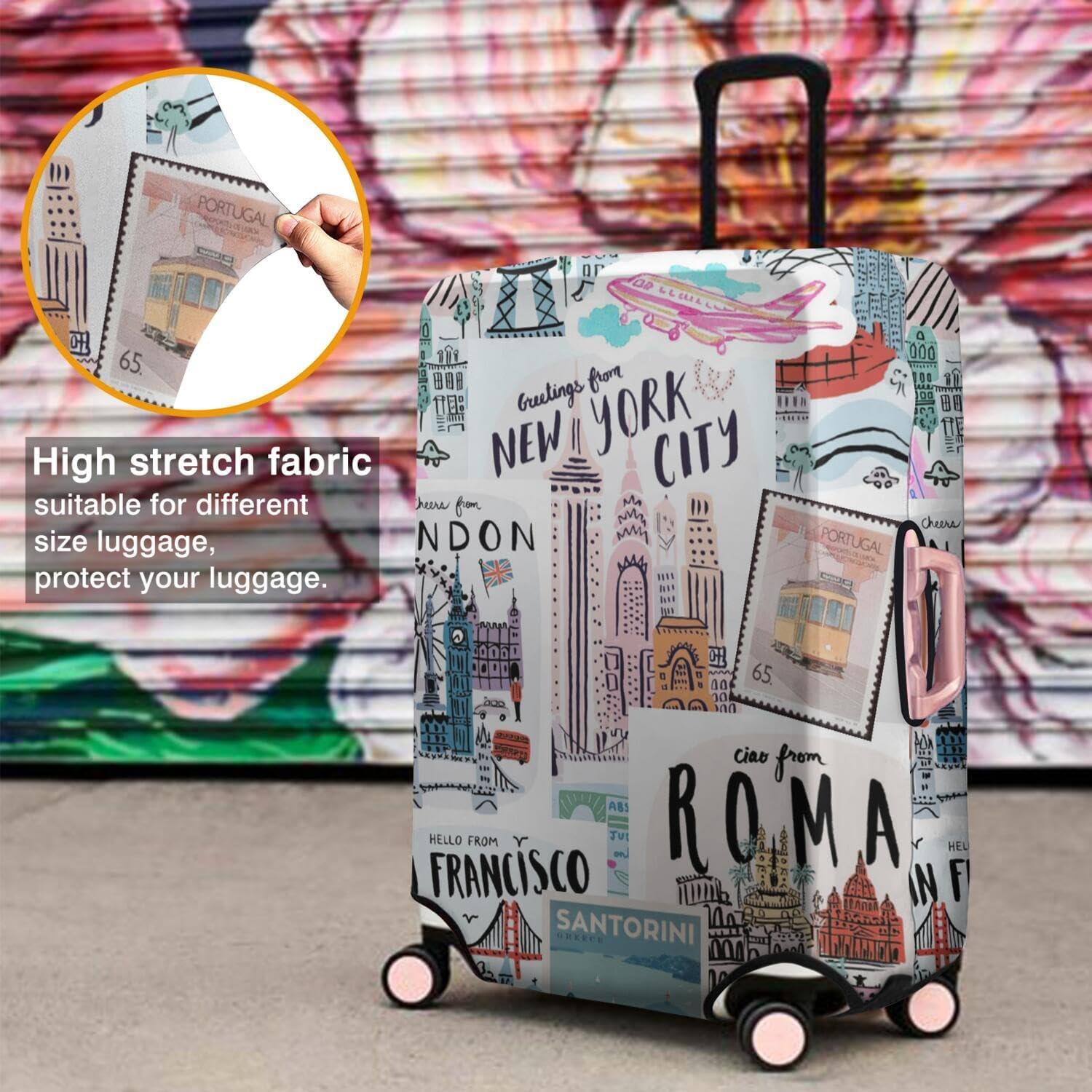 Vehcimbev Luggage Cover Washable Elastic Travel Suitcase Cover Anti-Scratch Suitcase Cover Fits 18-20 Inch Luggage Cover, Luggage Cover-5, Xl(29-32In)