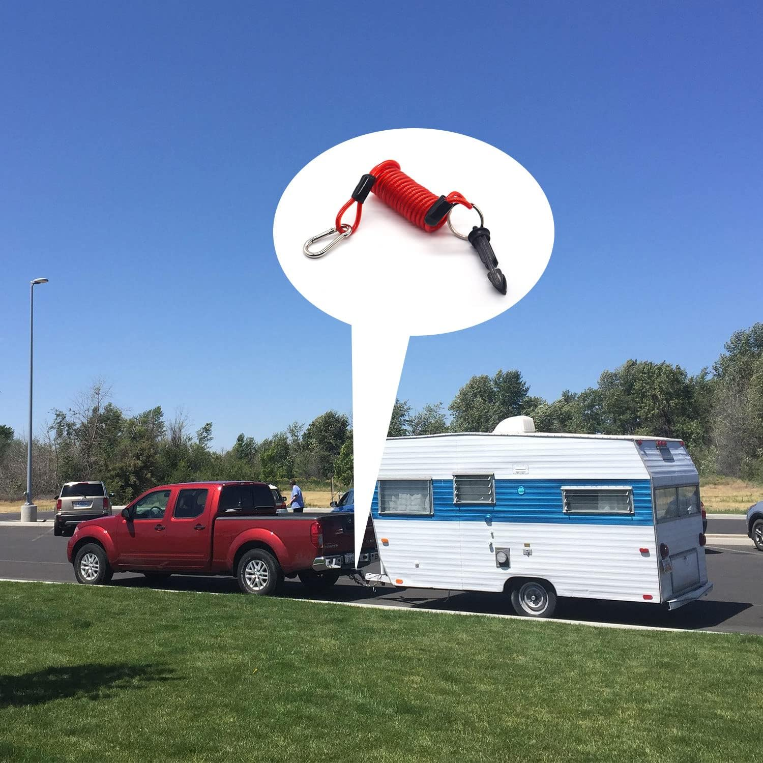 Trailer Breakaway Cable - 4 Foot Breakaway Cable and Pin for Breakaway Switch - Stainless Steel Spring Towing Coiled Wire,Safety Cables Strap (4 Foot-1Pack) image number 3