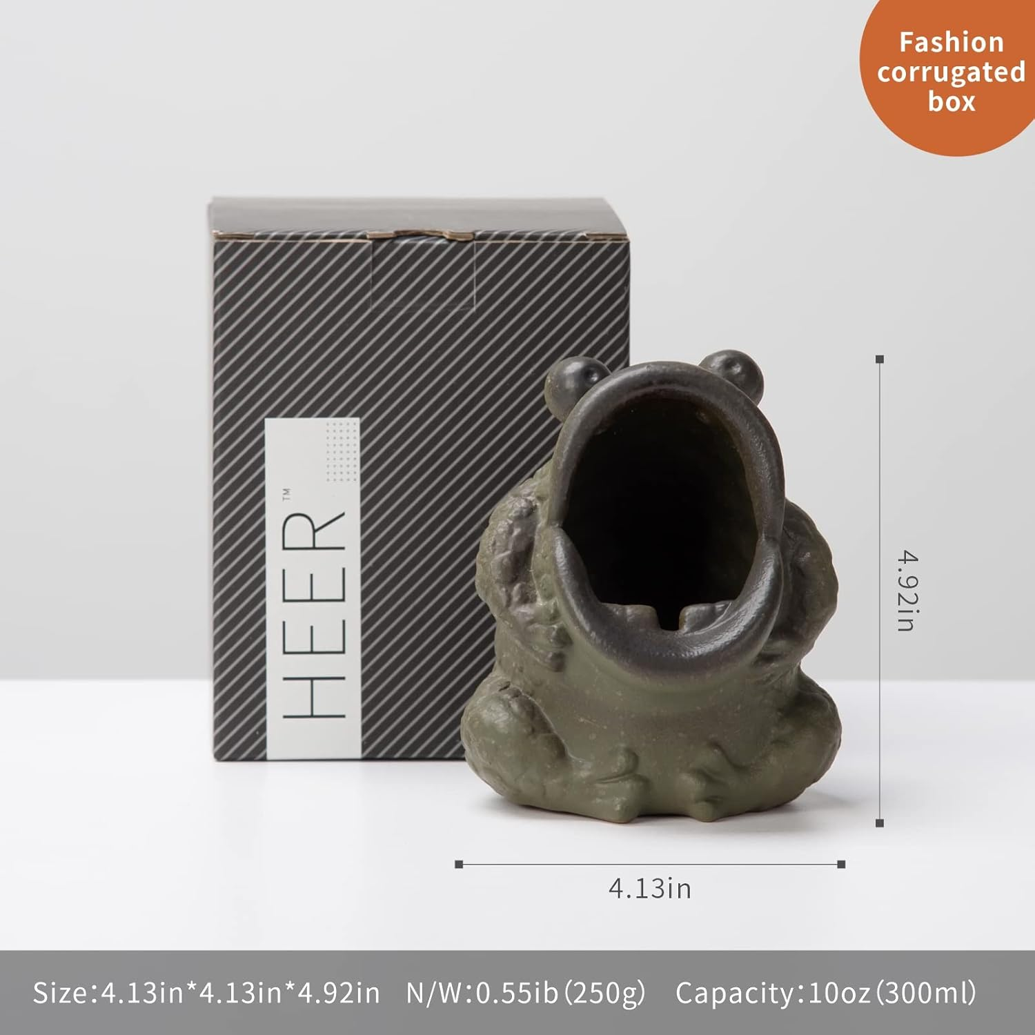 HEER Ceramic Ashtray for Cigarettes, Cute Funny Toad Frog Shape Ash Tray Set for Indoor Outdoor, Windproof Desktop Smoking Ash Holder for Smokers, Vintage Cool Home Office Decoration. image number 4