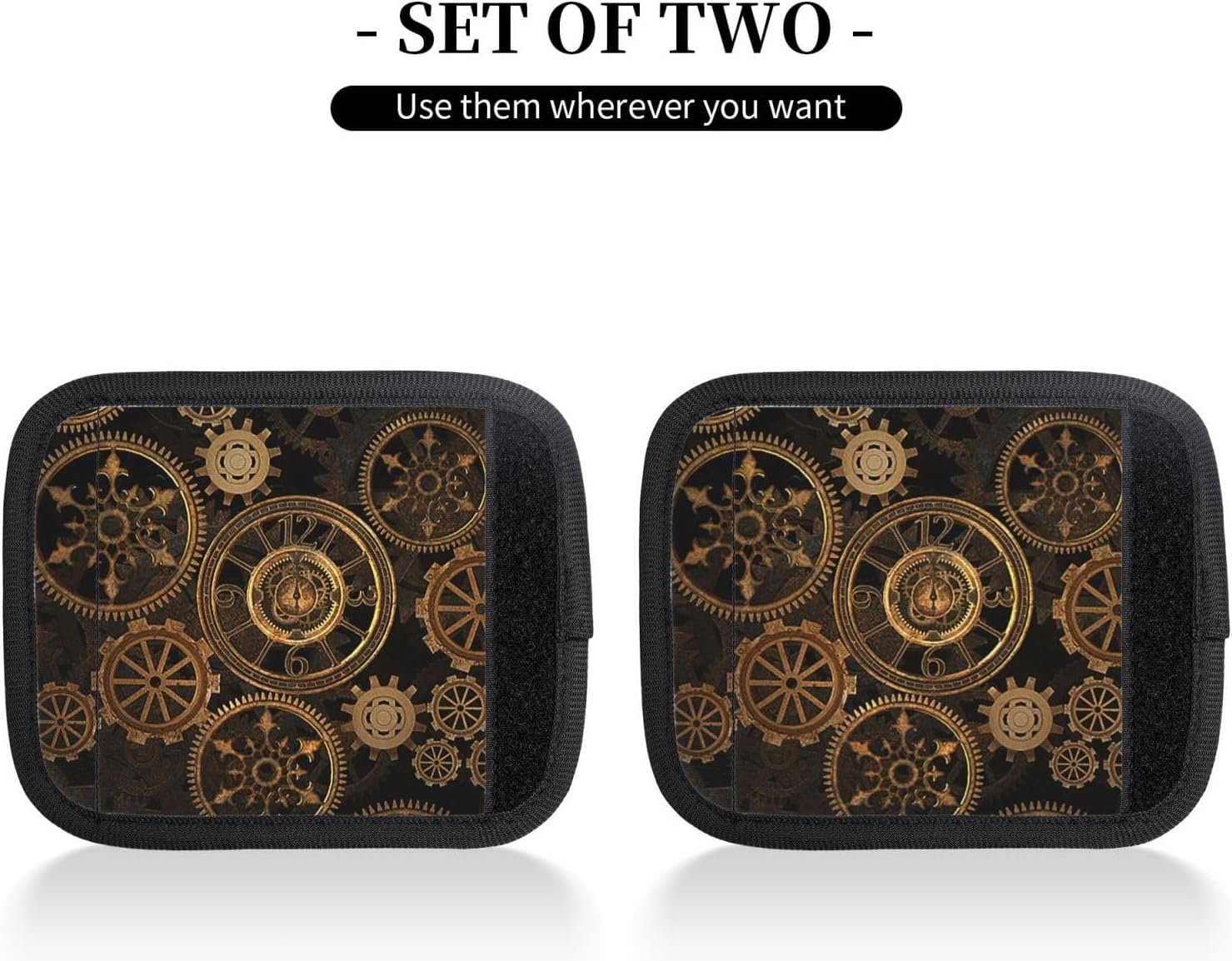 Gears Clock Bronze Century Print Stylish Luggage Wrap Grips Suitcase Wrap Grips Identifiers for Easy Travel Comfort image number 5