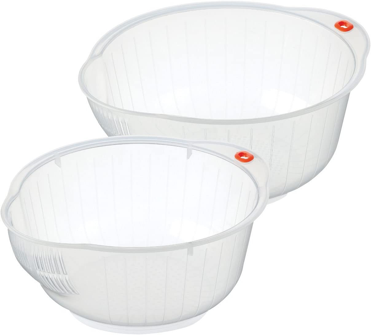 Inomata Plastic Japanese Rice Washing Bowl with Strainer, 2 Quart