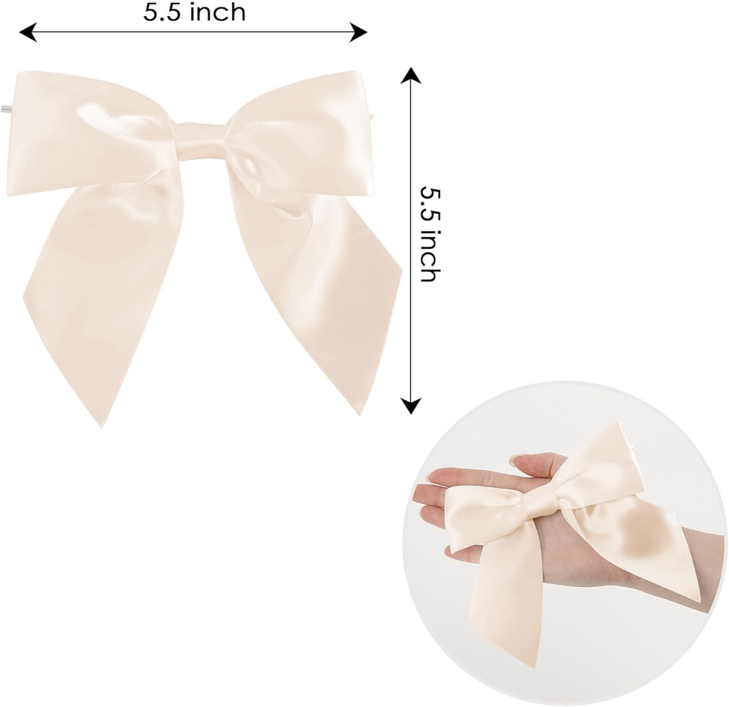 Shengsenfu 50 Pcs Satin Ribbon Bows, Bow Decorations for Party, Gift Wrapping, Weddings, Cake Mini Bow for Crafts Satin Decor Bows, Sweet Satin Ribbon Bowknots for Valentine'S Day (Beige) image number 2