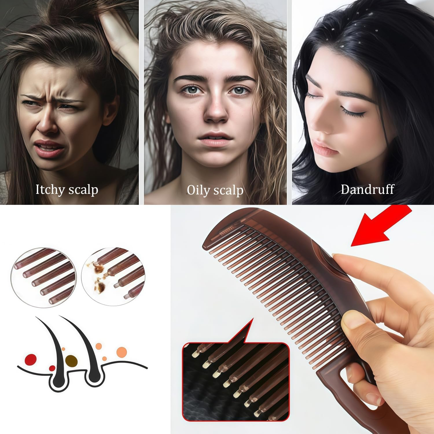 Glamifyr Dandruff Comb, Anti-Dandruff Comb, Stainless Steel Fine Tooth Dandruff Remover, Scalp Comb, for Children, Adults, Pack of 4 image number 4