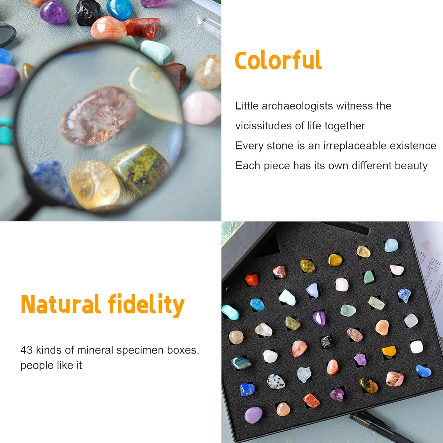 Rock Kit for Geology Enthusiasts | Rock Collection with Mineral Testing Tools, Crystal Geode Display & Volcanic Samples | Beginner to Advanced Specimen Study image number 4