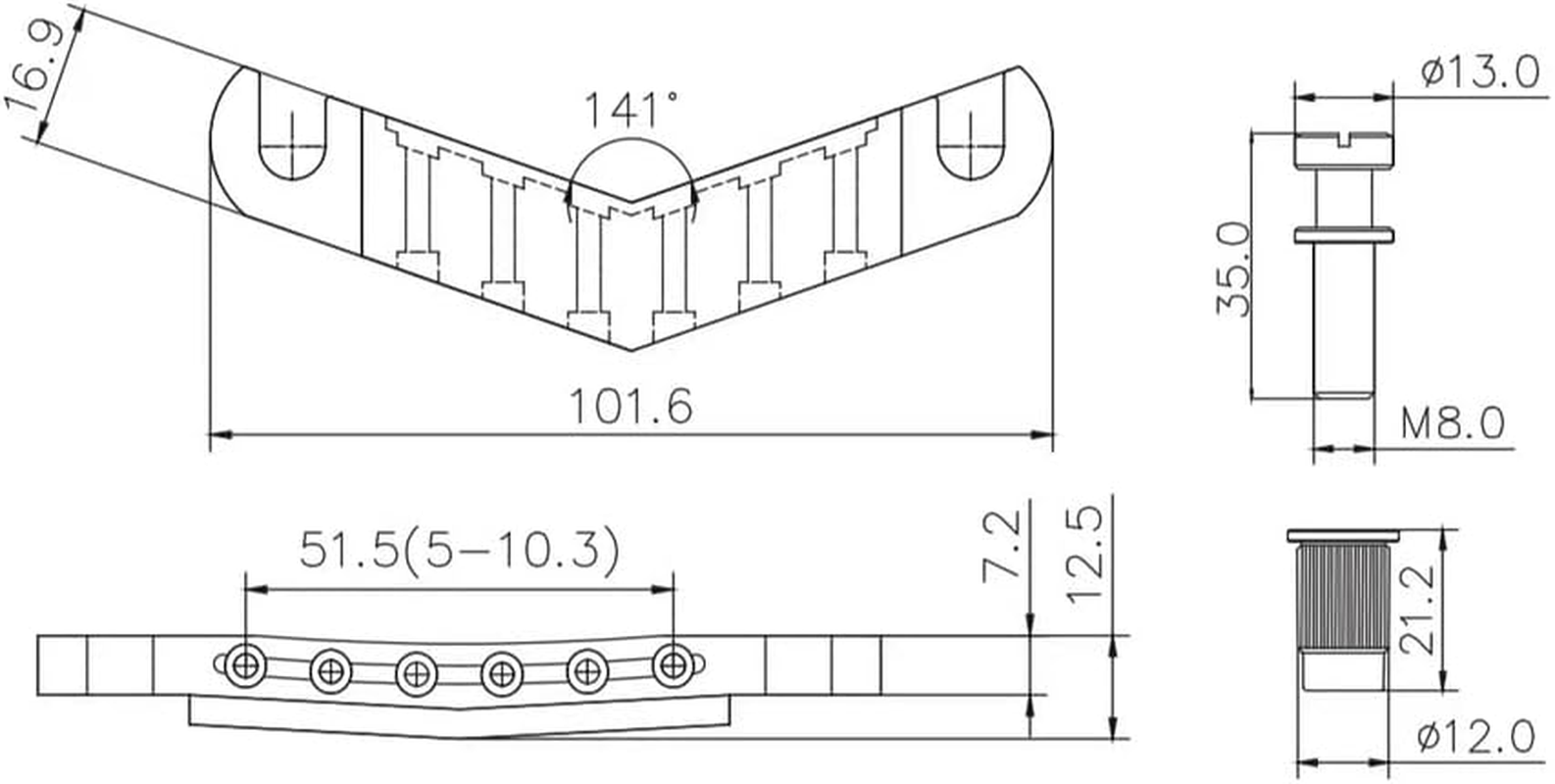 Guyker Guitar Stop Bar Tailpiece with Anchors and Studs Replacement Part Compatible with Les Paul LP SG Style 6 String Electric Guitar - GK21, Chrome image number 1