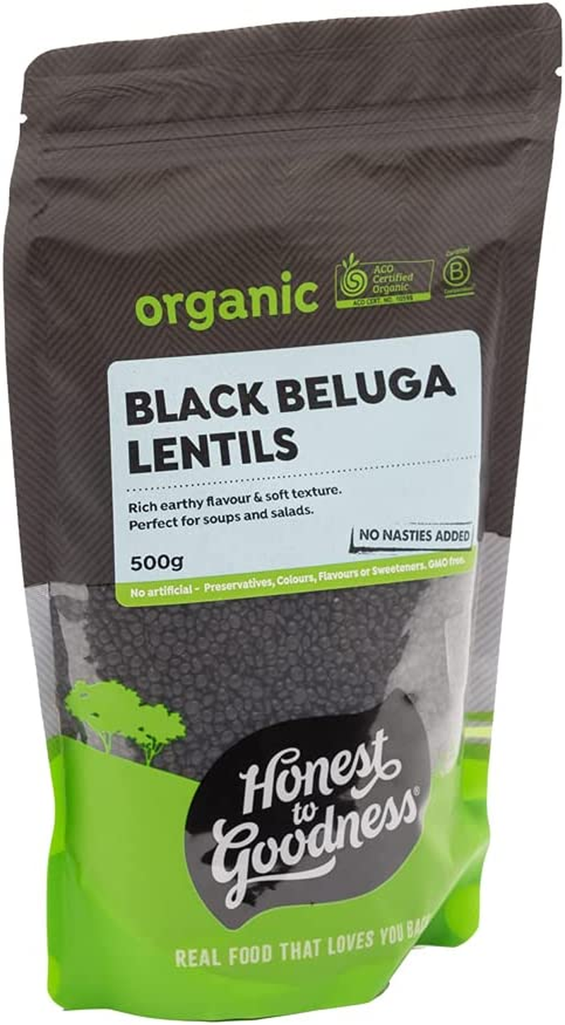 Honest to Goodness, Organic Black Beluga Lentils, 500 Grams - a Rich Earthy Flavour, Soft Texture and Quick to Cook. Good Source of Plant Based Protein. image number 3