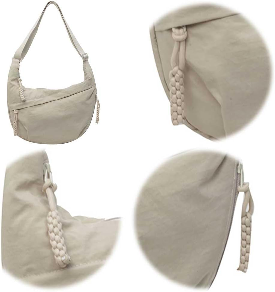 Crescent Crossbody Bags for Women Hobo Bag Luna Bag Dumpling Bag Nylon Multi-Pocket Sling Bag Moon Shoulder Bag - Black image number 2