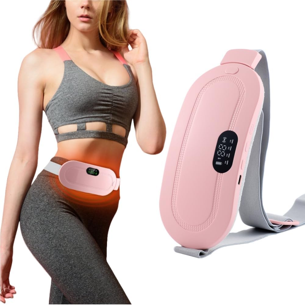 Heating Pad for Cramps, Menstrual Heating Pad with 3 Temperature Settings, 4 Vibration Modes, Digital Display, Quick Heat, Pink image number 6