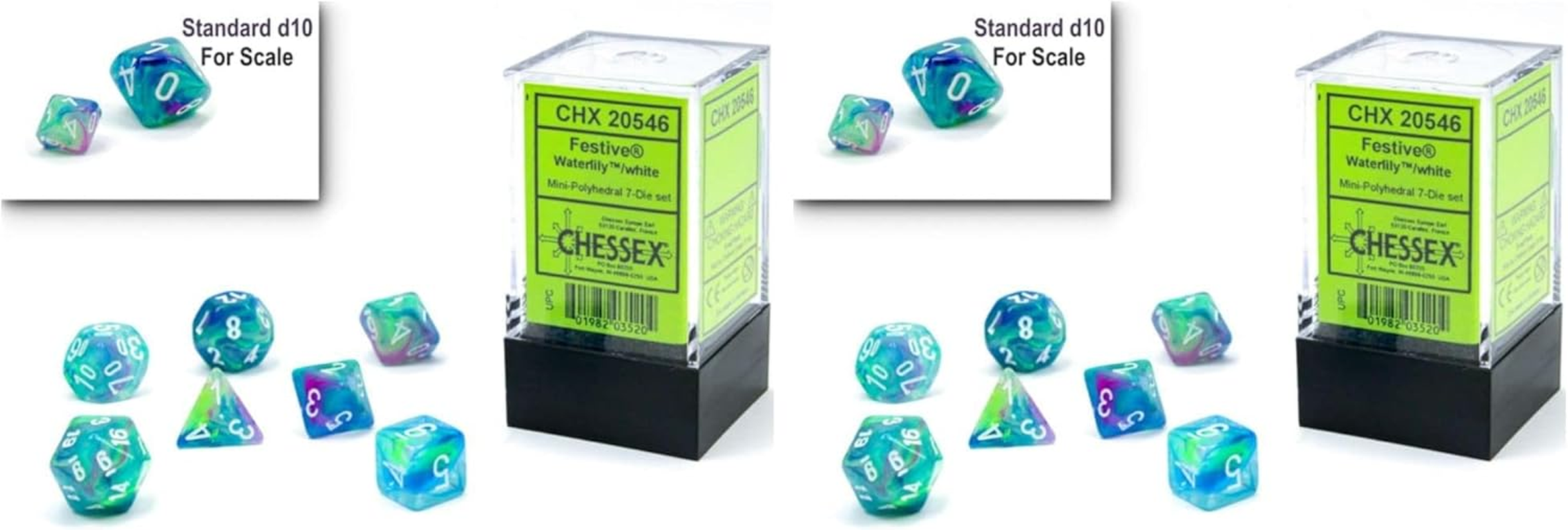 Chessex Mini Polyhedral 7D Festive Style Dice Set