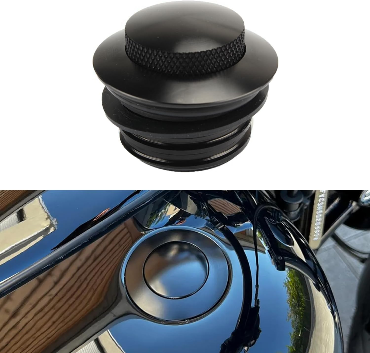 Motorcycle Fuel Oil Gas Tank Cover Press Fuel Tank Pop-Up Gas Cap for Harley Sportster 1200 883 XL 72 Dyna Super Glide CVO Black