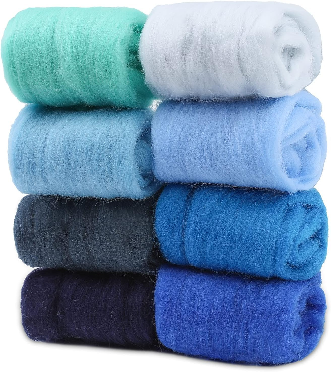 Needle Felting Wool 80 G, 8 Colors Nature Wool Roving,Wool Roving for Needle Felting, for DIY Craft Materials and Felting Wool Craftsmen, 10G/Color, Blue image number 4