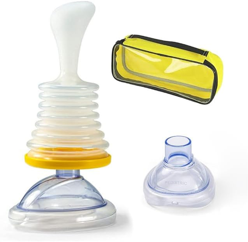 Effective Assist Device Works for Removing Foreign Material, Emergency Airway Clear Device, Anti-Gagging Equipment, Easy to Carry, Safe & Effective to Remove Blocked Objects, Can Be Reused First Aid Home Kit (Transparent&Yellow)