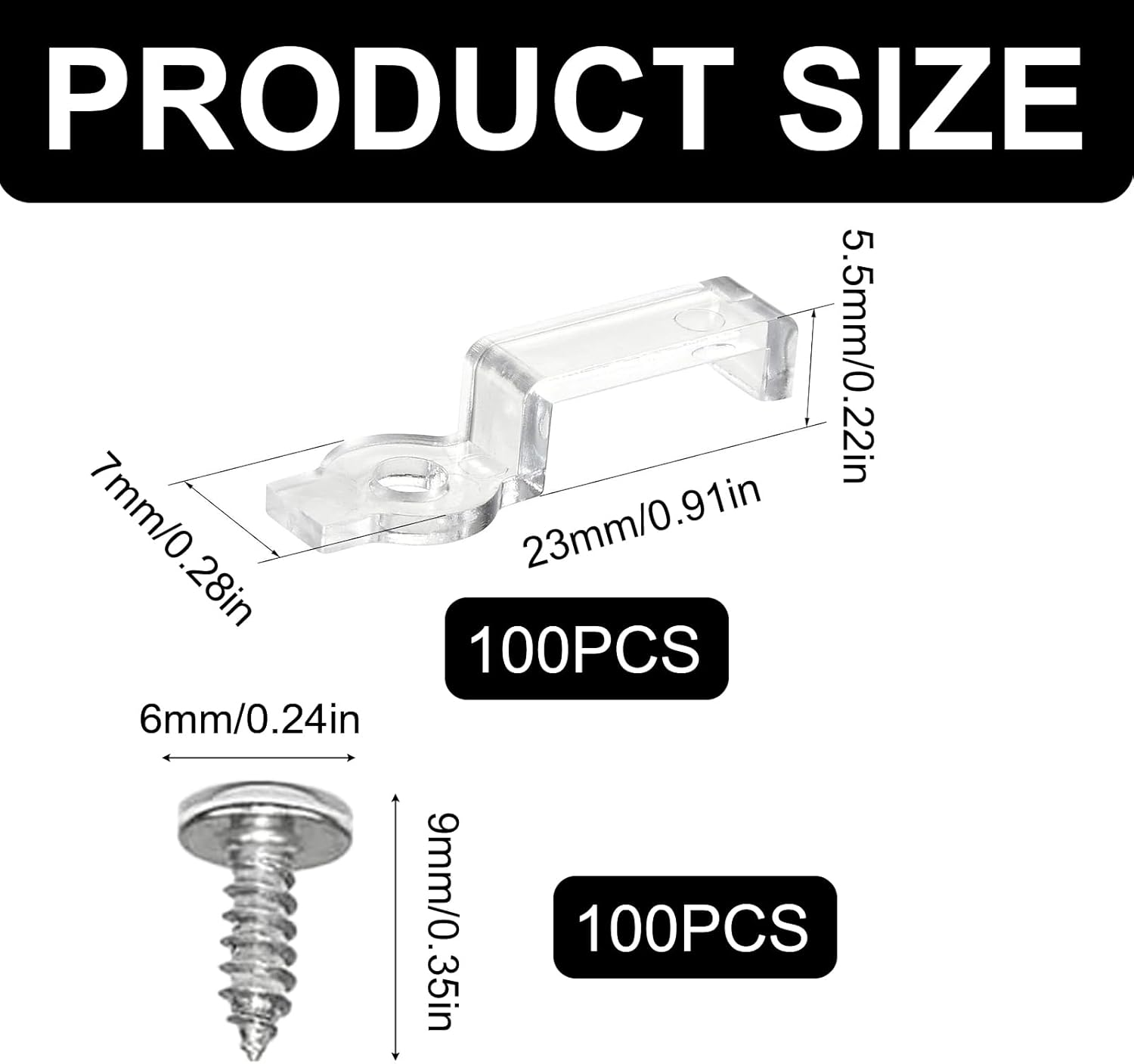 LED Strip Mounting Clips Pack of 100 10 Mm LED Strip Holder Light Mounting Bracket Clips Mounting Clip LED Strip Holder Clips 10 Mm Screws Included (Increase High) image number 1