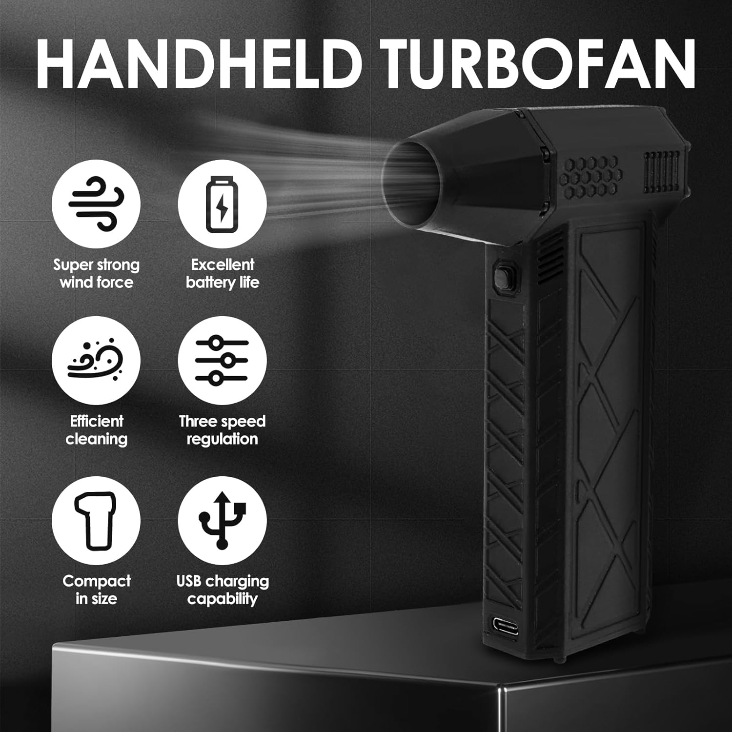 Mini Jet Blower, 130000 RPM Portable Dry Air Blower, 8000Mah Super Fan, Hand Held Powerful Violent Fan for Car Hair Keyboard Sofa Camera