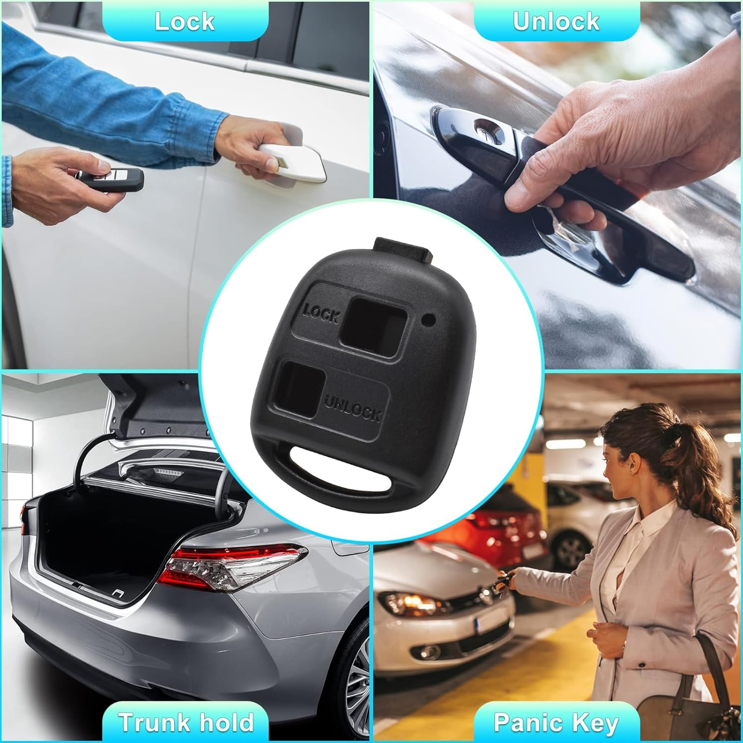 Key Fob Shell Case Replacement, Remote Control Key Case Shell 2 Buttons for Toyota Prado Corolla Echo Tarago Alphard MR2 Hiace Previa RAV4 Yaris Passo Space Truck Celica Estima Land Cruiser image number 3