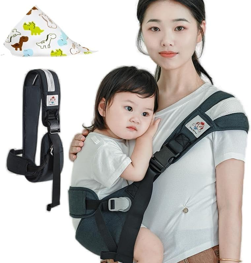Toddler Sling Carrier Lightweight Baby Hip with Seat for Toddler, Slings Carrying Non-Slip Side Big Kid Holder Chest Wrap 6-48 Months Infants & Toddlers (14-45 Lbs) - Black