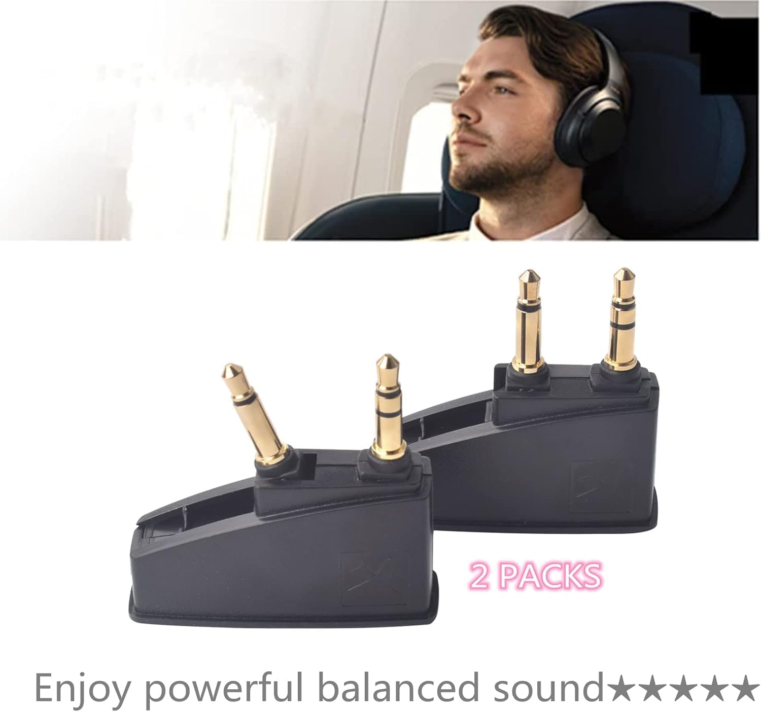 2 Packs QC35 II Airplane Adapter Audio Stereo Jack Compatible with Bose Quietcomfort 2 QC3 QC15 QC25 QC35 QC45 Soundlink Soundlinkii AE2 Ae2I AE2W and More Headset with 3.5Mm Golden Plated Jack Plugs image number 5